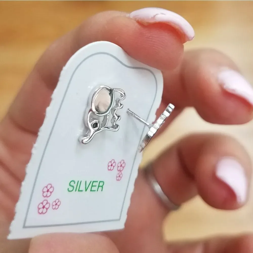 14k gold plated CZ Elephant Screwback Earrings!.